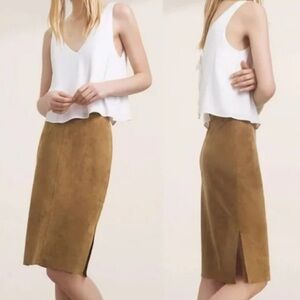 Aritzia Wilfree Free Suede like Skirt Brown Size 6
